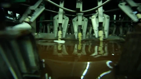 Automatic Modern Equipment At Work During Ice-Cream Production. Food Factory Stock Footage 80778717