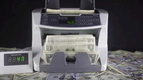 Automatic Money Counting Machine With Remote Display. Video stock 322521491