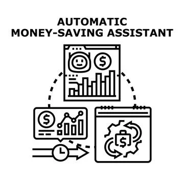 Automatic money saving assistant financial management Stock Illustration