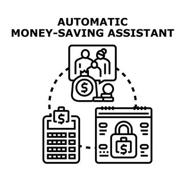 Automatic money saving assistant planning personal budget Stock Illustration