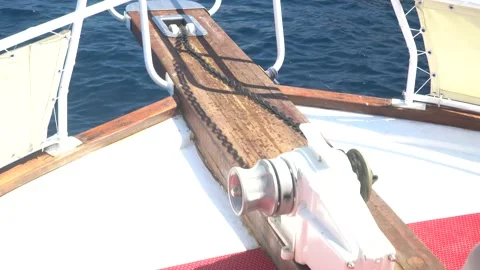 Automatic motor pulling the anchor of the yacht Stock-Footage 137261285