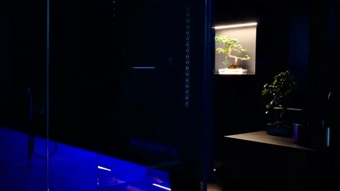 Automatic Motorized Rolling Shutter in an Illuminated Beautiful Shower Stock Footage 191951593