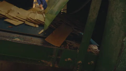 Automatic movement of wooden boards Stock Footage 131073449