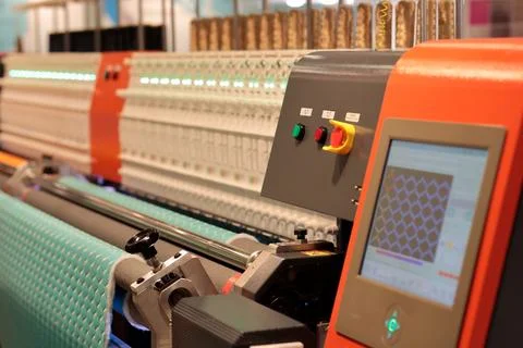 Automatic multi needle quilting machine Stock Photos