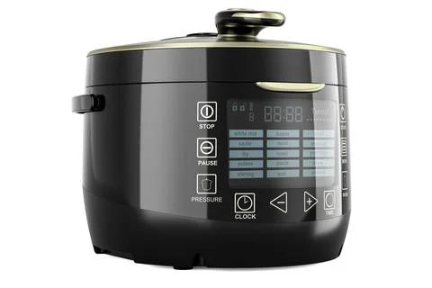 Automatic Multicooker, black color. 3D rendering Stock Illustration