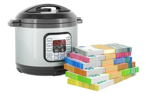 Automatic Multicooker with euro packs. 3D rendering Stock Illustration