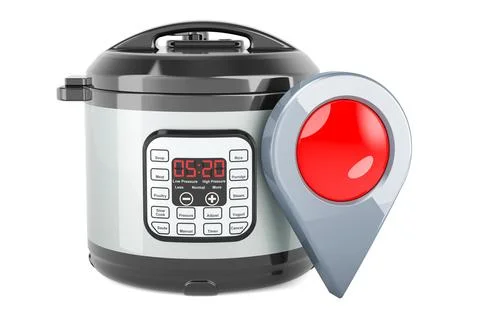 Automatic Multicooker with map pointer. 3D rendering Illustrazione stock