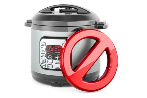 Automatic Multicooker with prohibition sign. 3D rendering Stock Illustration