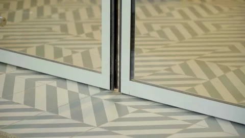 Automatic non-contact doors open and close. Close-up Stock Footage 154407719