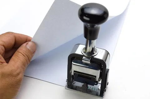 Automatic numbering system for paper, to number pages. Office supplies, sta.. Stock Photos
