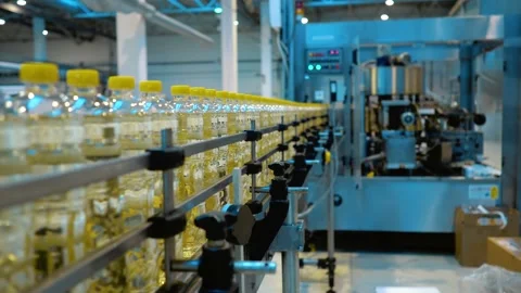 Automatic oil bottling machine Stock Footage 220340122