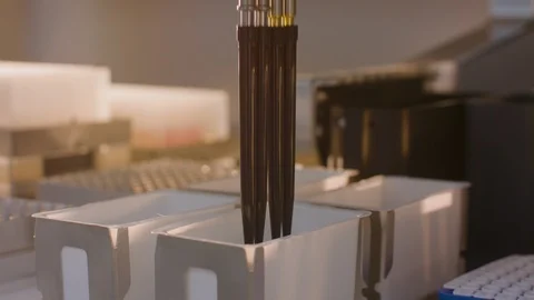 Automatic operation of the machine in the chemical laboratory Stock Footage 112210023