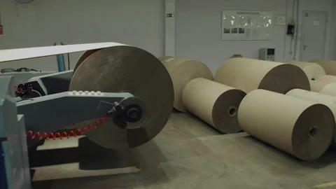 Automatic Paper Folding Machine. Paper Factory. 4K FOOTAGE Stock Footage 137656215