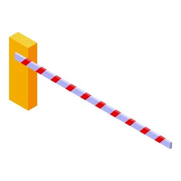 Automatic parking barrier gate closing or opening in isometric view Stock Illustration