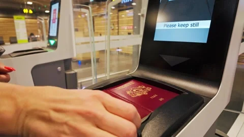 Automatic Passport Control at Riga Airport, Latvia Travel Hub Stock Footage 342181255