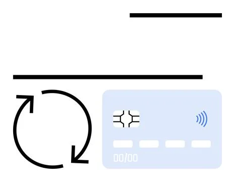 Automatic Payment and Subscription Concept with Credit Card and Circular Arro Stock Illustration