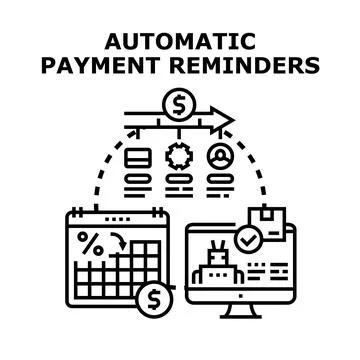 Automatic payment reminders process for financial automation Stock Illustration