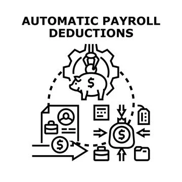 Automatic payroll deductions process for employee benefits and taxes 库存插图