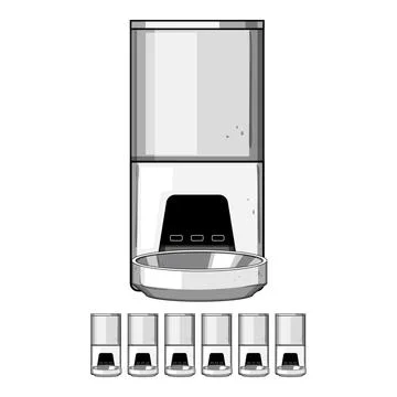Automatic pet feeder dispensing food for pet care Stock Illustration