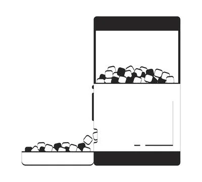 Automatic pet feeder doodle linear object Illustrazione stock