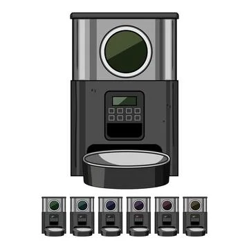 Automatic pet feeder providing food for domestic animals Stock Illustration