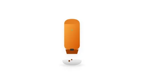 Automatic Pet Food Dispenser Icon with Falling Kibble Particles and Smooth .. Видео 346130871