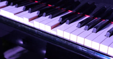 Automatic piano playing a melody, close up view of moving keys Stock Footage 303986690