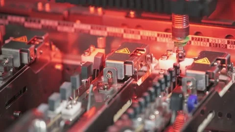 Automatic pick and place machine during work. Close-up video Stock Footage 144347210