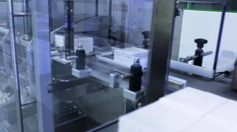 Automatic pills packing machine at a pharmaceutical factory Stock Footage 47854904