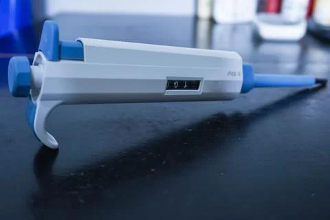 Automatic pipette, Micro pipettes, Micro chemical equipment laboratory Isol.. Stock Photos