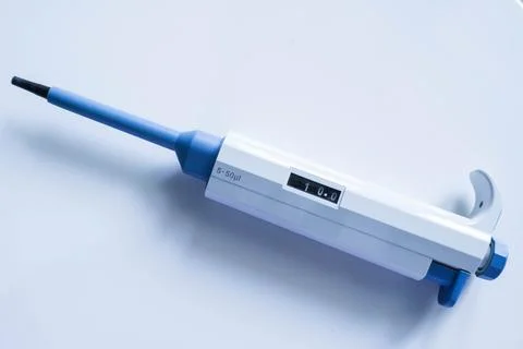 Automatic pipette, Micro pipettes, Micro chemical equipment laboratory Isol.. Stock Photos