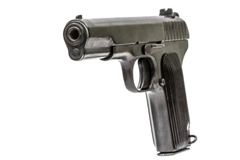 Automatic pistol, isolated on white background Stock-Fotos