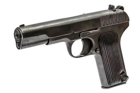Automatic pistol, isolated on white background Stock Photos