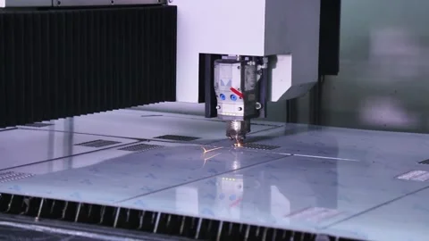 Automatic plasma cutter divides sheet metal Stock Footage 162917035