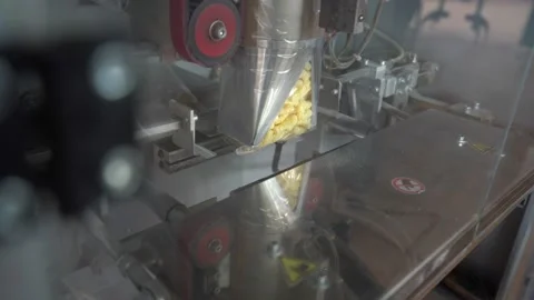 Automatic poelythylene packaging machine that packs corn sticks Stock Footage 195816528