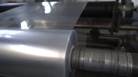 Automatic polyethylene plastic bag production machine with lighting effect 스톡 동영상 259502681