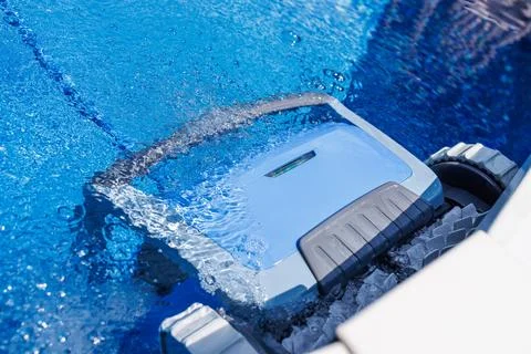 Automatic Pool Robot Cleaner Climbing Cleaning Pool Wall Stock Photos