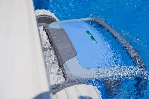 Automatic Pool Robot Cleaner Climbing Cleaning Pool Wall Stock Photos