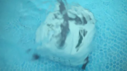 Automatic Pool Vacuum Cleaner Cleans an Above Ground 스톡 동영상 343894777