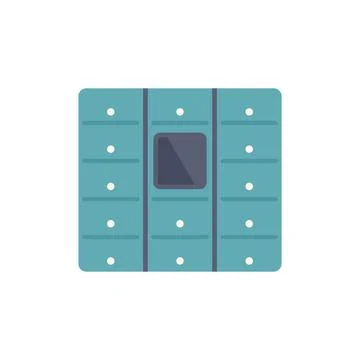 Automatic postal locker offering self service mailboxes for delivery Stock Illustration