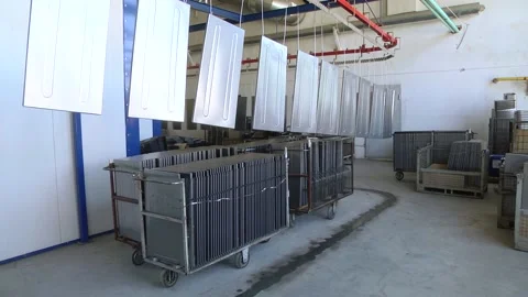 Automatic powder coating line Video stock 96393647
