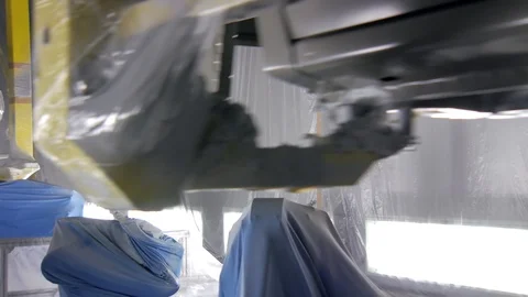 Automatic process of covering bottoms of new car by anticorrosive compounds in Vídeo Stock 89359415
