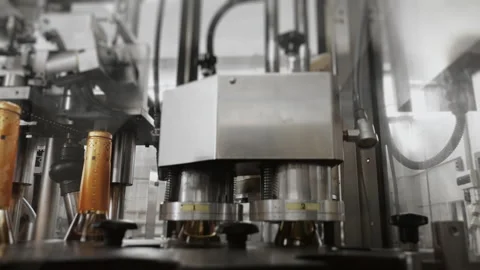 Automatic process for packaging champagne bottles. Stock Footage 288410933