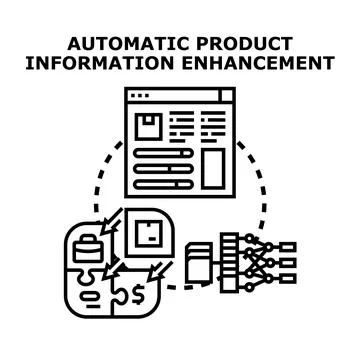 Automatic product information enhancement concept managing digital data Stock Illustration