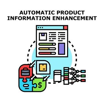 Automatic product information enhancement concept managing digital data Stock Illustration