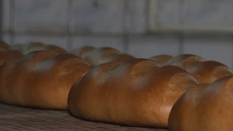 Automatic production of bread. Bread bakery Stock Footage 71975877