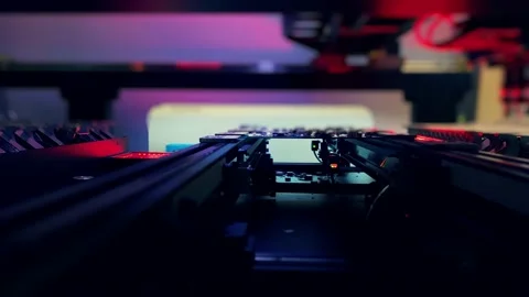 Automatic production of computer chips by SMT Pick and Place machine Stock Footage 165431606