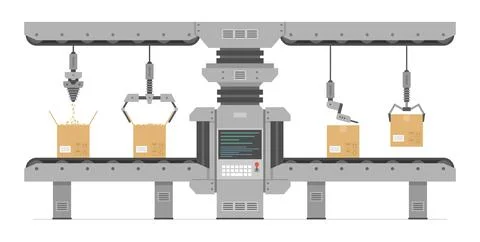 Automatic production conveyor Stock Illustration