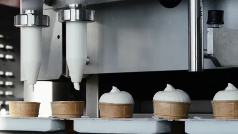 Automatic production line of ice-cream on factory Stock Footage 138735934
