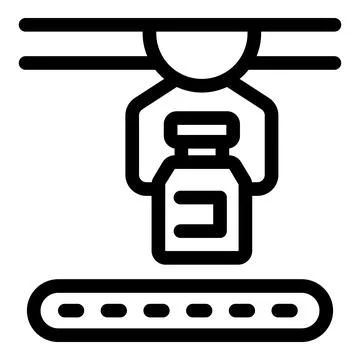 Automatic production line manufacturing medication with conveyor belt Stock Illustration